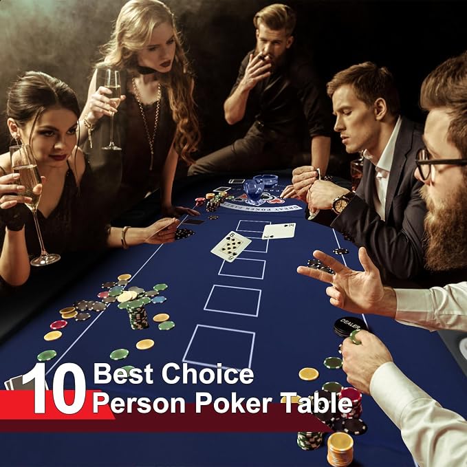 84" Poker Table, 10 Players Foldable Casino Leisure Texas Holdem Table - Image 2