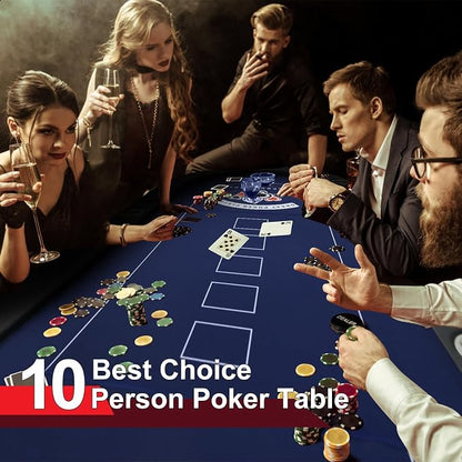84" Poker Table, 10 Players Foldable Casino Leisure Texas Holdem Table - Image 2