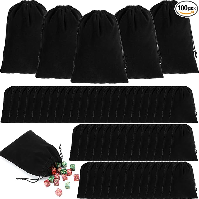 100 Pcs 4 x 6 Inch Velvet Drawstring Bags Small Jewelry Pouches Black Velvet by Locmeo