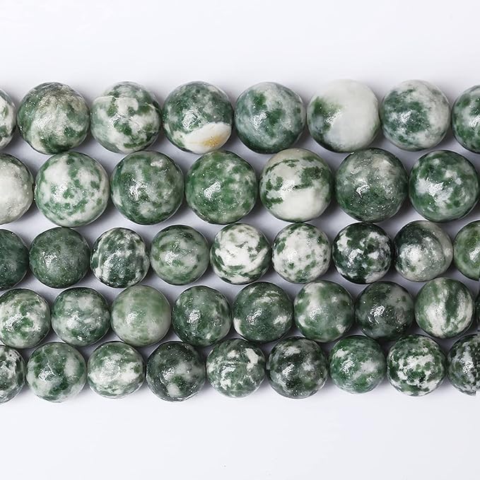 32pcs 12mm Natural Green Spot Stone Stone Beads - Image 2