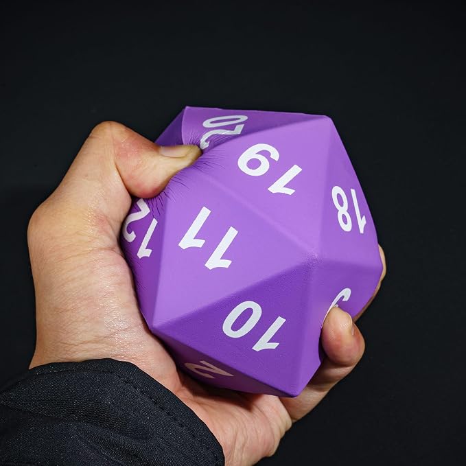 Large Foam D20 Dice, 80mm Purple 20 Sided Dice D&D Polyhedral Set - Image 2