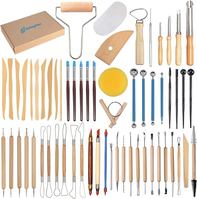 EuTengHao 61Pcs Ceramic Clay Tools Kit Pottery Tools Clay Sculpting Shapers by EuTengHao
