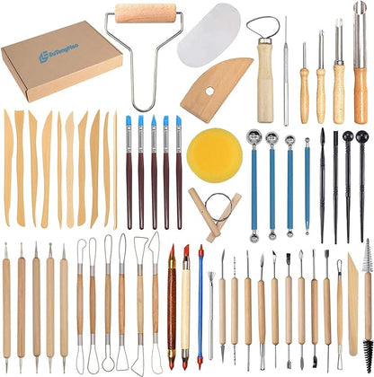 EuTengHao 61Pcs Ceramic Clay Tools Kit Pottery Tools Clay Sculpting Shapers by EuTengHao