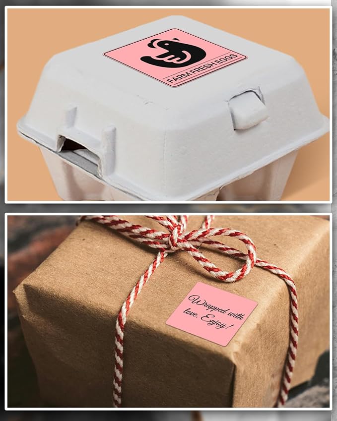 iEager Pink Square Thermal Label Stickers, 500 Sheets/Roll - Image 7