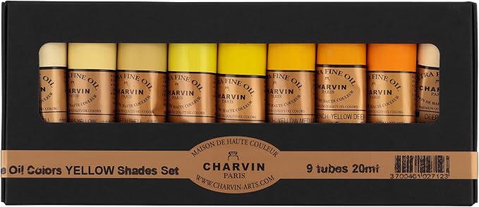 Charvin Extra Fine Professional Artist Oil Paint Set of 9 Shades of Yellow - by Unknown
