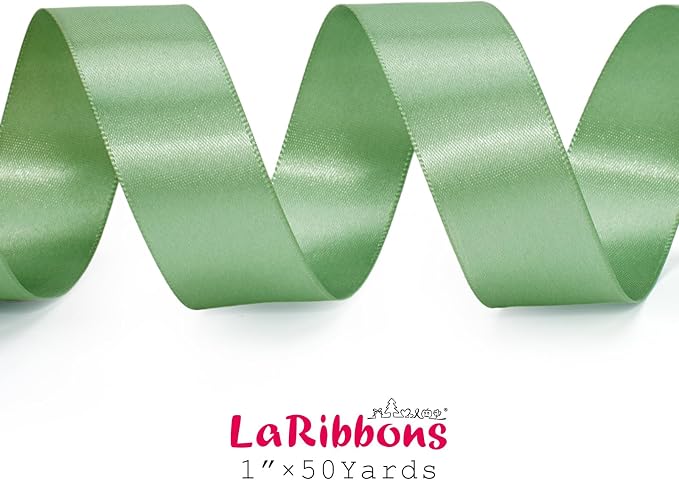 LaRibbons Sage Green Satin Ribbon 1 Inch 50 Yards Luxury Double Faced Green - Image 5