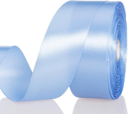 1 1/2 Inch Sky Blue Solid Satin Ribbon, 50 Yards Craft Fabric Ribbon by YASEO