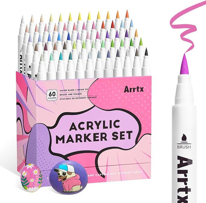 Arrtx 60 Colors Paint Markers Pens, Acrylic Paint Pens by Arrtx