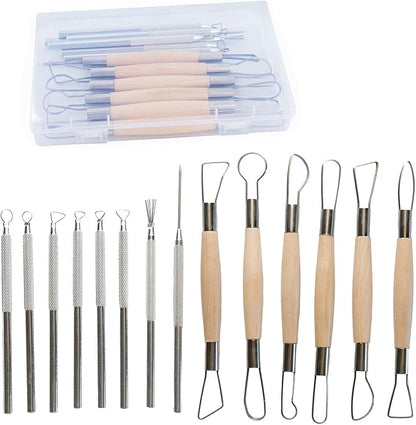Artzuvs 14Pcs Ceramic Pottery Clay Ribbon Sculpting Tools Kit Wire Texture and by Artzuvs
