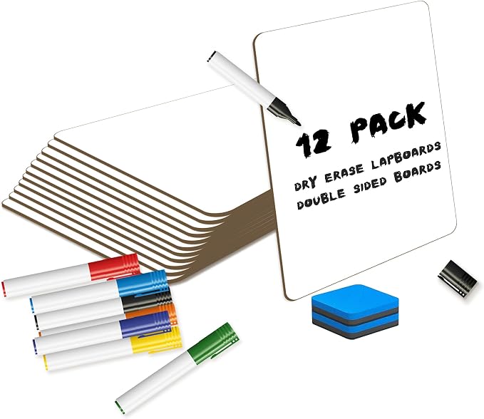 White Board Dry Erase Boards Classroom Pack Mini White Boards 9" x12” Double by fwipiyo