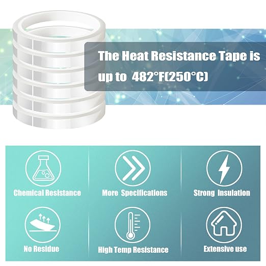 6 Rolls 10mm x33m Clear Heat Tape, Transparent High Temperature Heat Resistant - Image 6