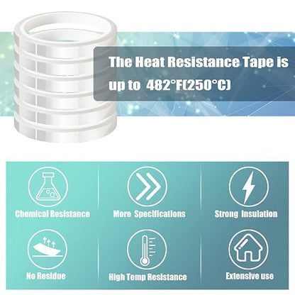 6 Rolls 10mm x33m Clear Heat Tape, Transparent High Temperature Heat Resistant - Image 6