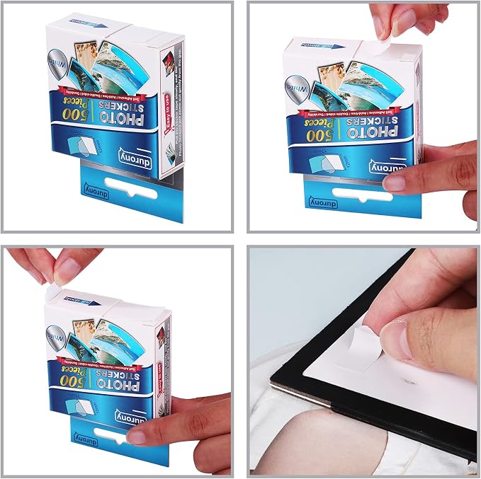 Durony 500 Pieces Photo Sticker White Double-Sided Self Adhesive Photo Tapes - Image 2