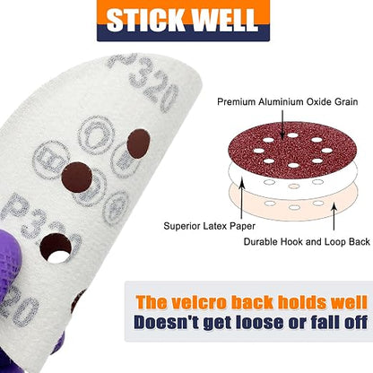 Sanding Discs Variety Grit Sandpaper: Hook Loop Disc 5-Inch 8-Holes 60 80 120 - Image 4