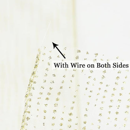 MEEDEE Glitter Gold Wired Ribbon 2.5 Inch Horizontal Stripes Polka Dot - Image 3