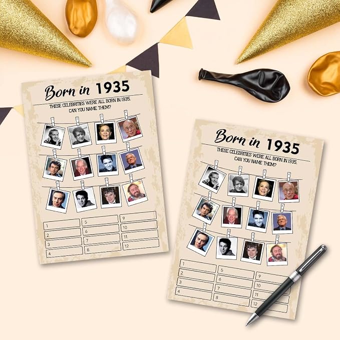 QUPT 1930s-themed Birthday Party Game Cards, 5x7 Inches, No Batteries Required - Image 5