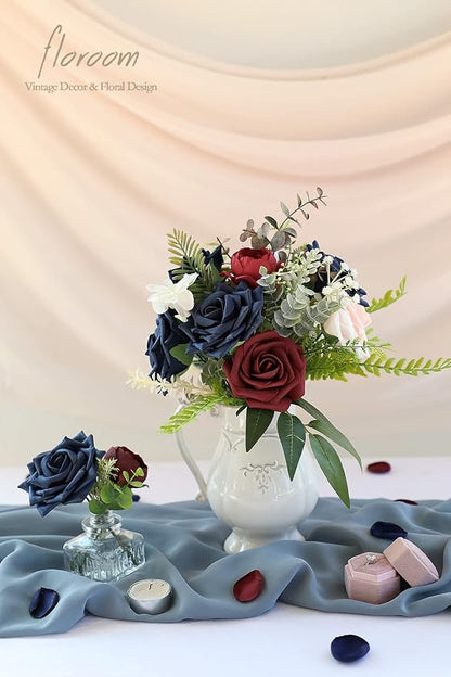 Floroom Artificial Flowers 16pcs 3.5" Real Looking Navy Blue Foam Fake Hybrid - Image 2