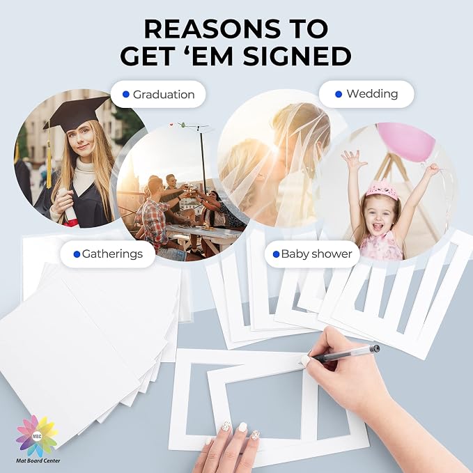 Mat Board Center, 11x14 for 8x10 White Picture Mat Sets - Image 4