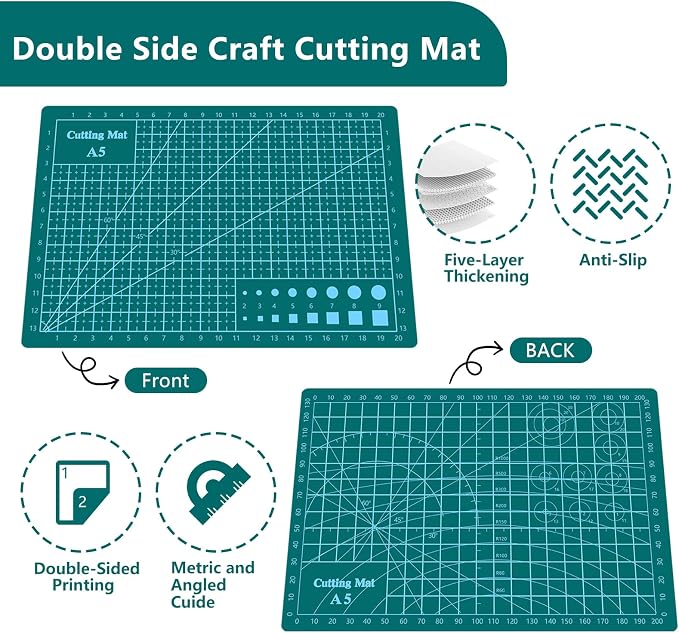 Cutting Mat 8in6in Self Healing Cutting Mat Size Double Sided 5-Ply Rotary - Image 2