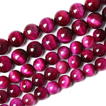 AAA Natural Rose Red Tiger Eye Agate Stone Round Loose Beads - Image 2