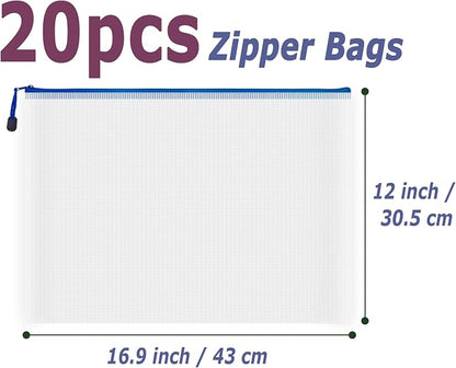 AUSTARK 20 Pcs Zipper File Bags, Plastic Mesh Pouch, Board Game Storage Bag - Image 2