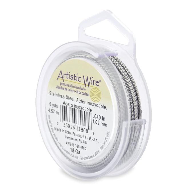Artistic Wire, 18 Gauge / 1.0 mm Stainless Steel Craft Wire, Round Twist by ArtisticWire