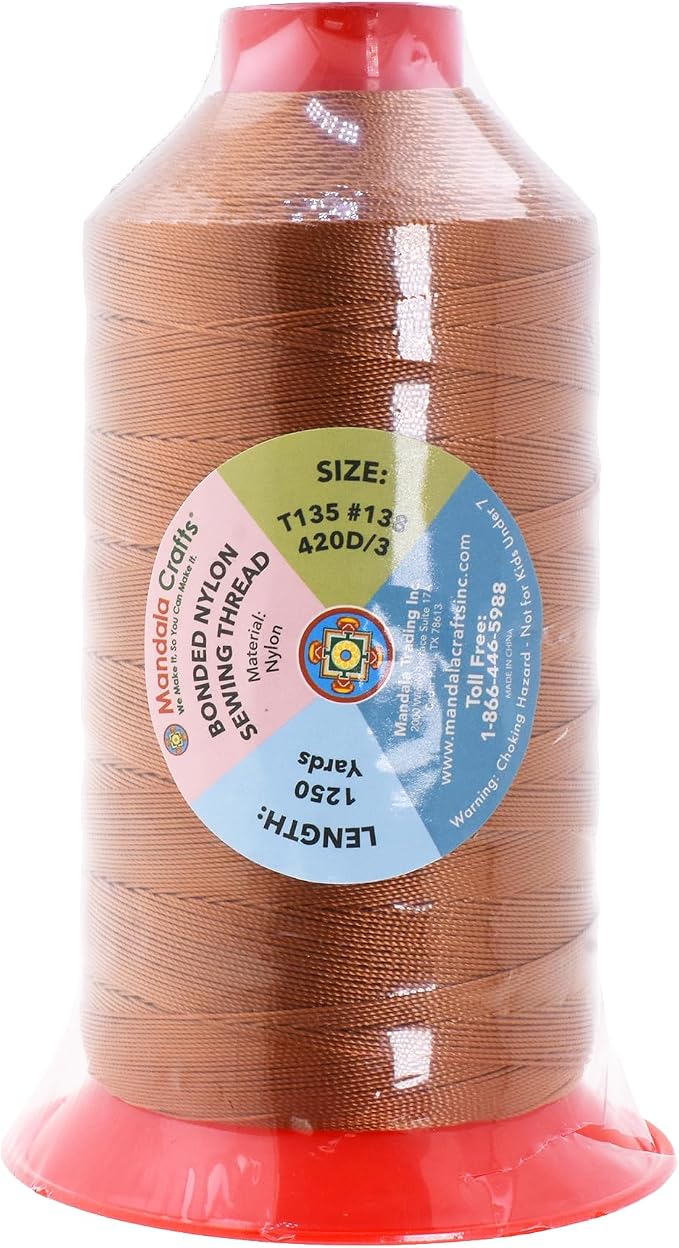 Mandala Crafts Bonded Nylon Thread Bourbon Brown Heavy Duty Sewing Threads - Image 3