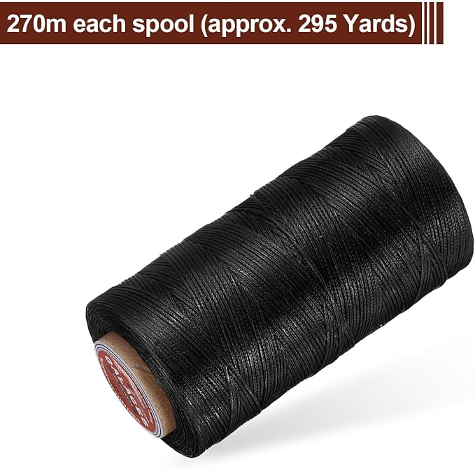uxcell Flat Leather Sewing Waxed Thread, 270m / 295 Yards Polyester Wax String - Image 3