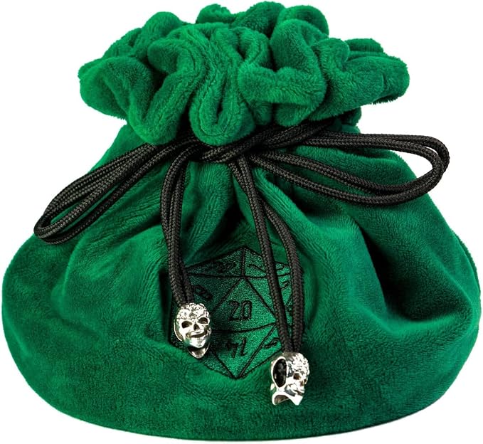 Large Dice Bags D&D with Pockets Green Storage Bag D20 Logo - Image 4