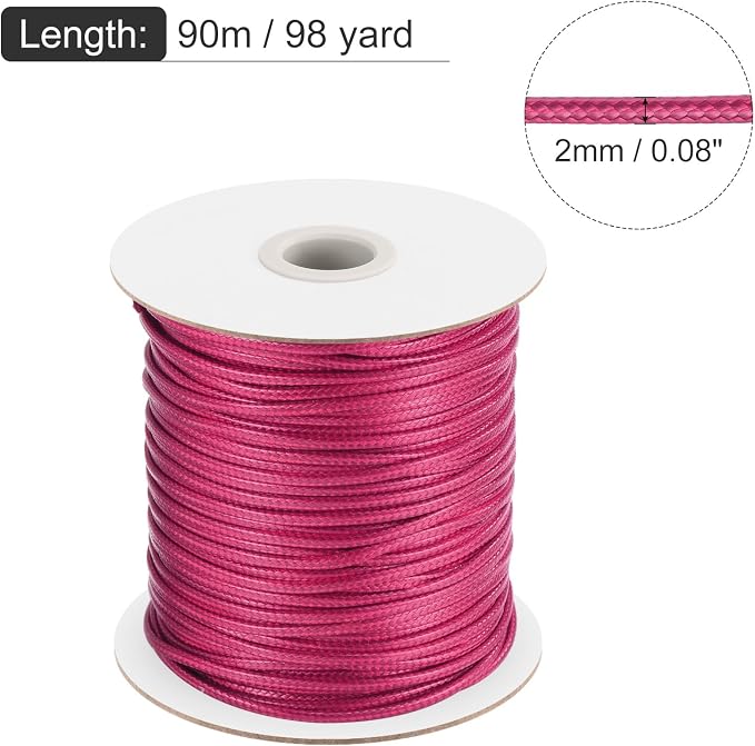MECCANIXITY Waxed Cord 2mm Waxed Polyester Cord 98 Yard Wax String - Image 2