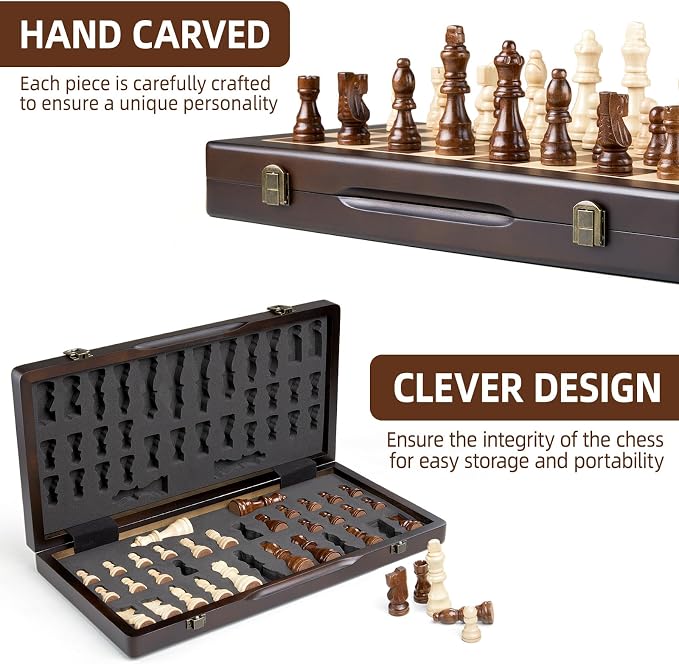 Magnetic Wooden Chess Set for Adults Kids - Image 6