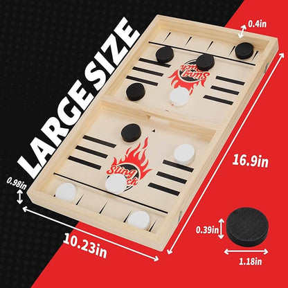 Large Fast Classic Slingshot Puck Game, Wooden Hockey Board Games - Image 3