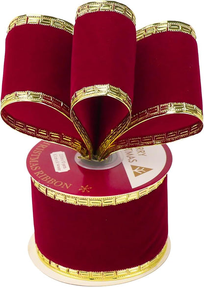 MEEDEE Burgundy Velvet 2.5 Inch Dark Red Christmas Ribbon 10 Yards Wired - Image 7
