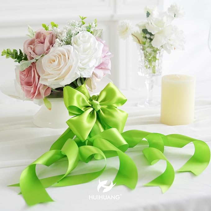 HUIHUANG Lime Green Satin Ribbon - Image 3