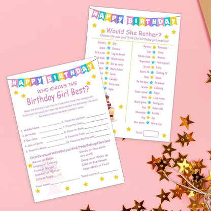 Birthday Party Games Set for Girls- 20 Birthday Double Sided Games Cards Set- - Image 5