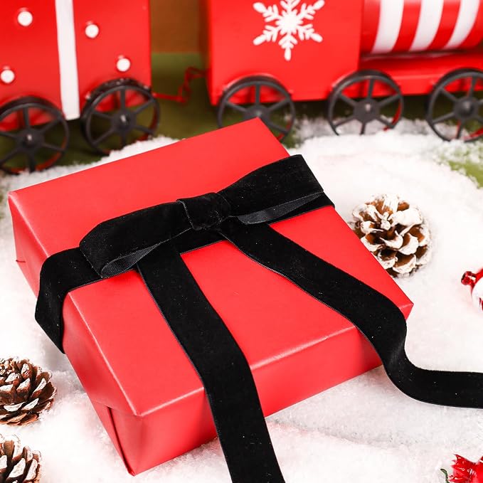 LaRibbons Thin Velvet Ribbon 1 Inch x 25 Yards, Gift Wrapping, Wreath Bow - Image 4