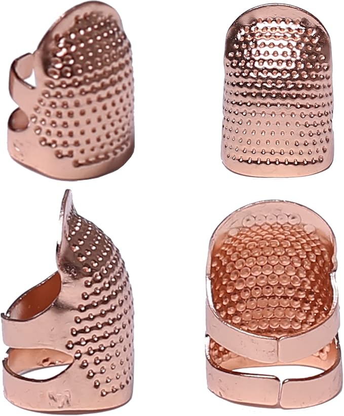 J.CARP 4Pcs Sewing Thimble, Metal Rose Gold Color Sewing Thimble Finger by JCARP