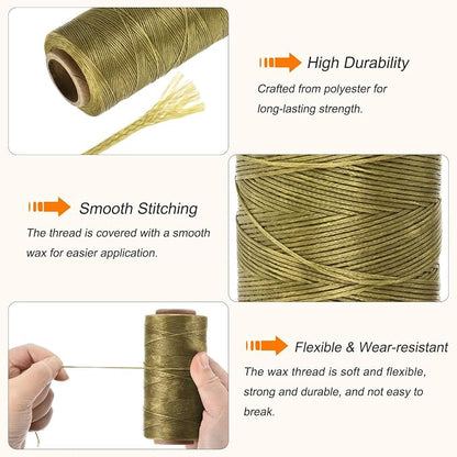 MECCANIXITY Waxed Thread, 284 Yard 0.8mm 150D Flat Wax Thread Polyester Waxed - Image 3