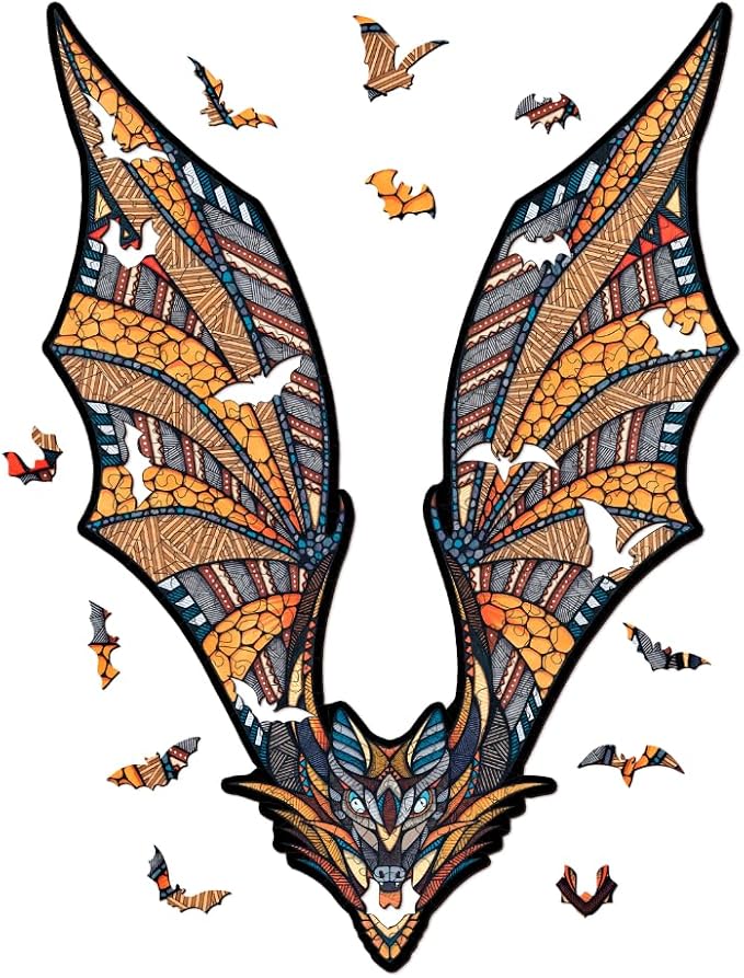 EWA Home Décor – Bat Small 60 Pieces – Wooden Jigsaw Puzzle by EWAEcoWoodArt