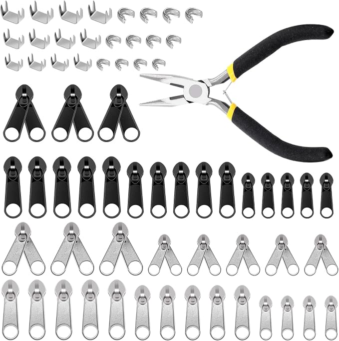 Glarks 85pcs #3#5#8 Zipper Repair Kits Includes 39pcs Metal Zipper 30pcs U by Glarks