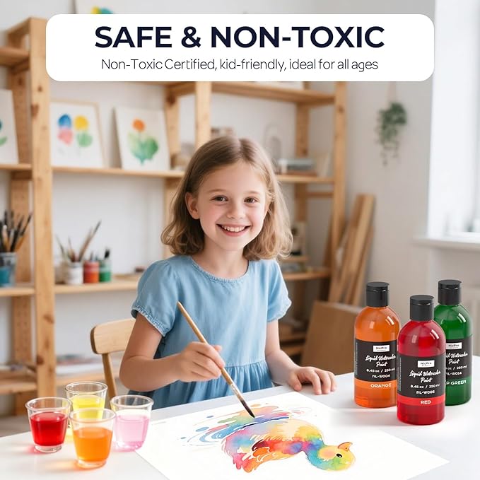 Nicpro 12 Colors Liquid Watercolor Paint Set, 8.45oz Large Bulk Liquid - Image 4