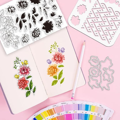 ORIGACH Realistic Flower Layering Stencil Stamp and Die Set - Image 5