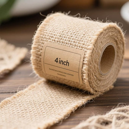 KINJOEK 4 Inch Wide 54 Yards Burlap Ribbon, Natural Jute Fabric Ribbon Crafts - Image 5