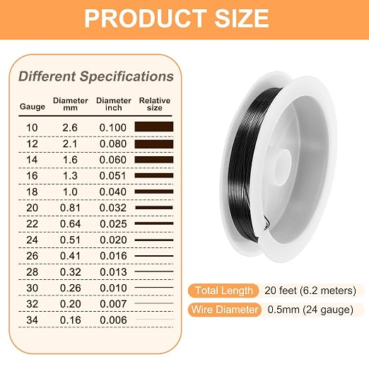 HARFINGTON 20ft Jewelry Wire, 24 Gauge Brass Craft Soft Metal Tarnish Resistant - Image 2