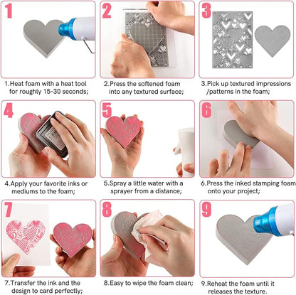 BAOFALI 15 Pcs Large Stamping Foam Grey Moldable Heart Foam Stamps Plastic Dry - Image 4