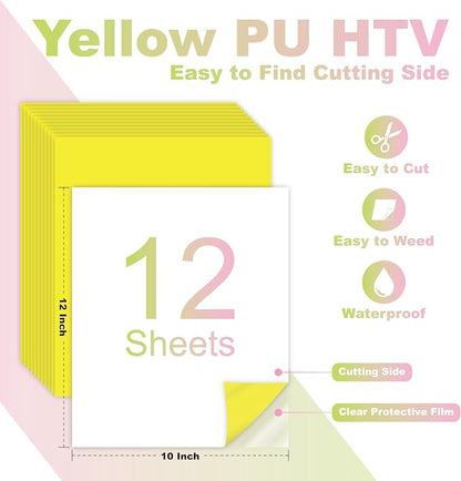 Yellow PU Heat Transfer Vinyl, Compatible - Image 2
