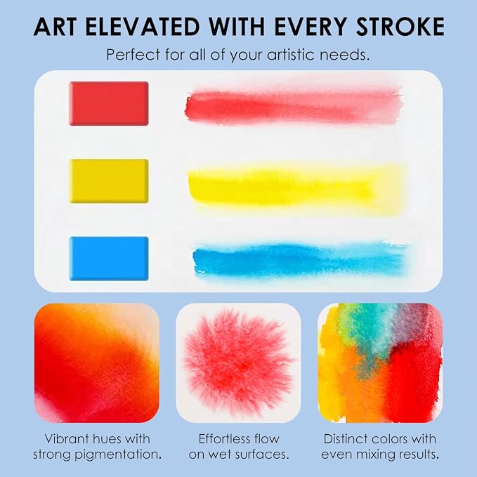 Grabie Watercolor Paint Set, 56 Colors Handheld Watercolor Set of Water Brush - Image 4