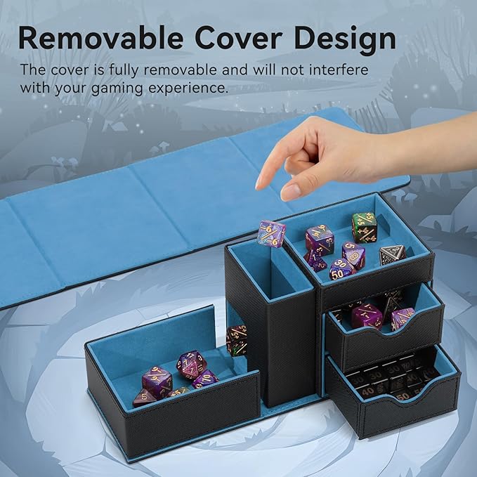 Dice Tray & Dice Tower Storage Box, 3 in 1 Dice Holder Case, Leather Magnetic - Image 4