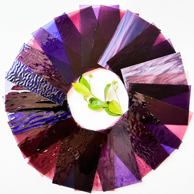 24 Sheets Shades of Purple Stained Glass Sheets, 6 X 4 inches Stained Glass - Image 5