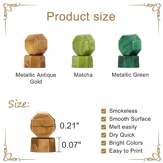 Yoption 360Pcs Wax Seal Beads, Metallic Antique Gold and Green Mix Sealing Wax - Image 3